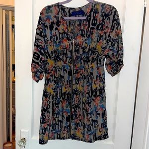 Sonic Youth Gray Abstract Print Dress Size S